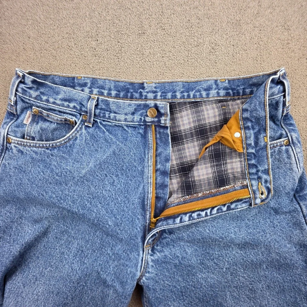 Carhartt B172‎ Flannel Lined Jeans Mens Blue Relaxed Fit Dark Stonewash 40x30